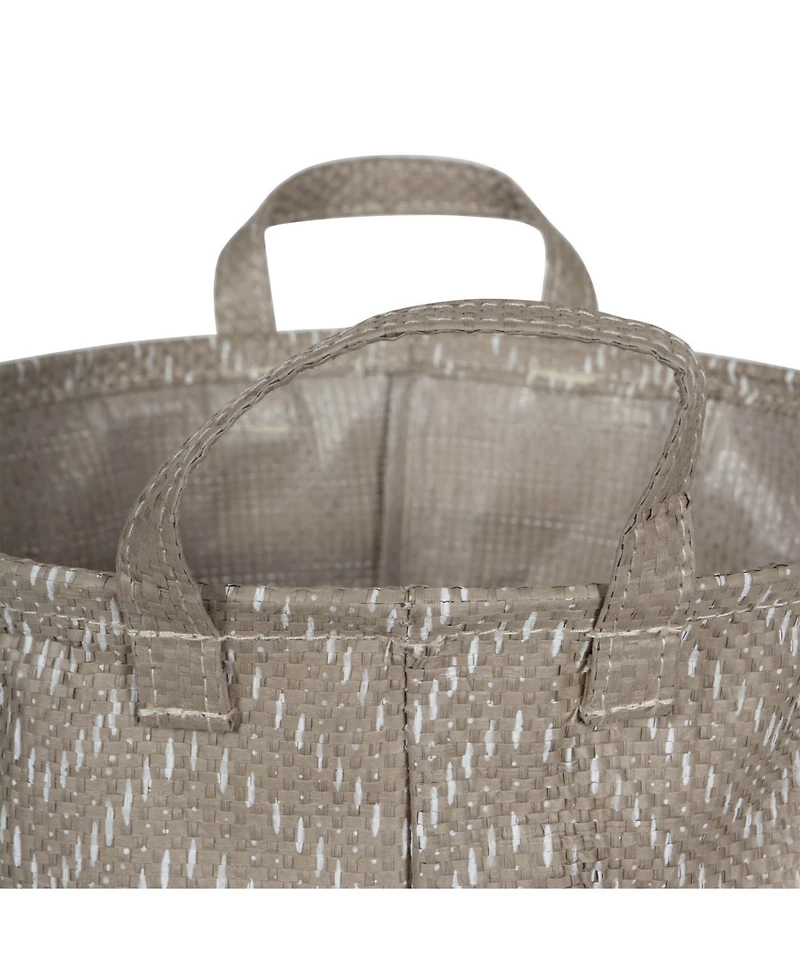 Design Imports Polyethylene Coated Woven Paper Laundry Bin Tribal Chevron Stone Round Small Set of 2