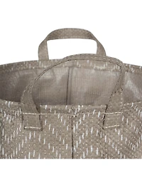 Design Imports Polyethylene Coated Woven Paper Laundry Bin Tribal Chevron Stone Round Small Set of 2