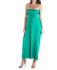 24seven Comfort Apparel Strapless Empire Waist Maxi Dress