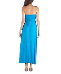 24seven Comfort Apparel Strapless Empire Waist Maxi Dress
