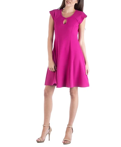 24seven Comfort Apparel Scoop Neck A-Line Dress with Keyhole Detail