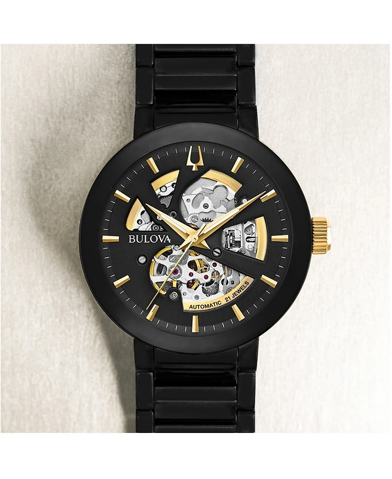 Bulova Men's Futuro Black Stainless Steel Bracelet Watch 42mm