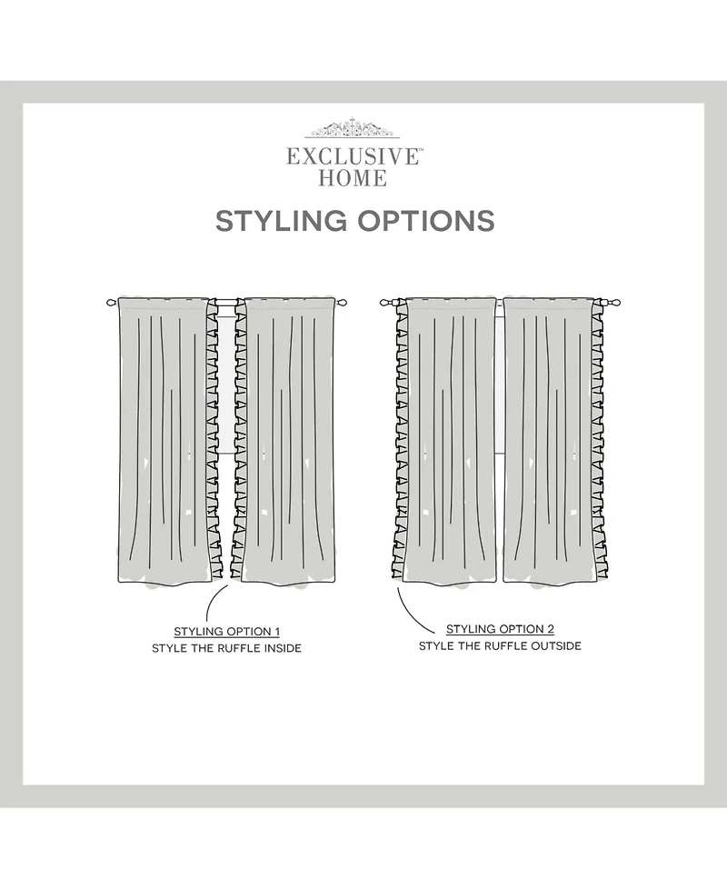 Exclusive Home Curtains Jacinta Flippable Side Ruffle Sheer Rod Pocket Curtain Panel Pair, 54" x 96", Set of 2