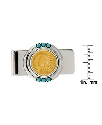 Men's American Coin Treasures Gold-Layered 1800's Indian Penny Turquoise Coin Money Clip