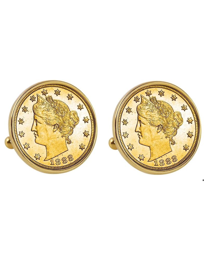 American Coin Treasures Gold-Layered 1800's Liberty Nickel Bezel Coin Cuff Links