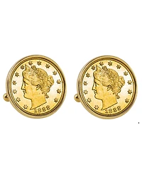 American Coin Treasures Gold-Layered 1800's Liberty Nickel Bezel Coin Cuff Links