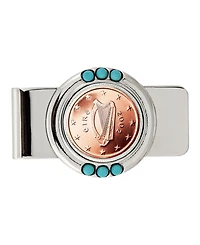 Men's American Coin Treasures Irish 2 Euro Coin Turquoise Money Clip