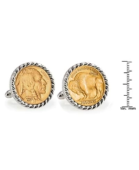 American Coin Treasures Gold-Layered Buffalo Nickel Rope Bezel Coin Cuff Links