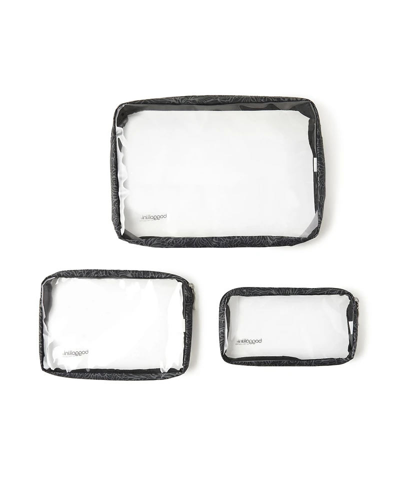 Baggallini Women's Clear Travel Pouches, Set of 3