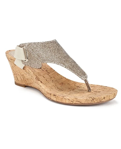 White Mountain Women's All Good Thong Wedge Sandals