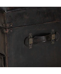 Furniture Callum Modern Transitional Upholstered 2 Drawer Storage Trunk Ottoman