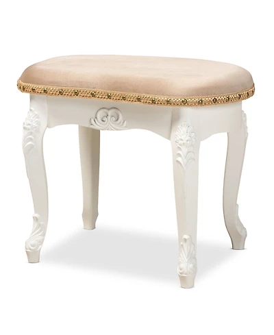 Furniture Gabrielle Traditional French Country Provincial Upholstered Vanity Ottoman