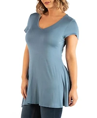 24seven Comfort Apparel Plus Short Sleeve V-Neck Tunic Top