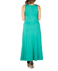 24seven Comfort Apparel Plus Simple A-line Tank Maxi Dress