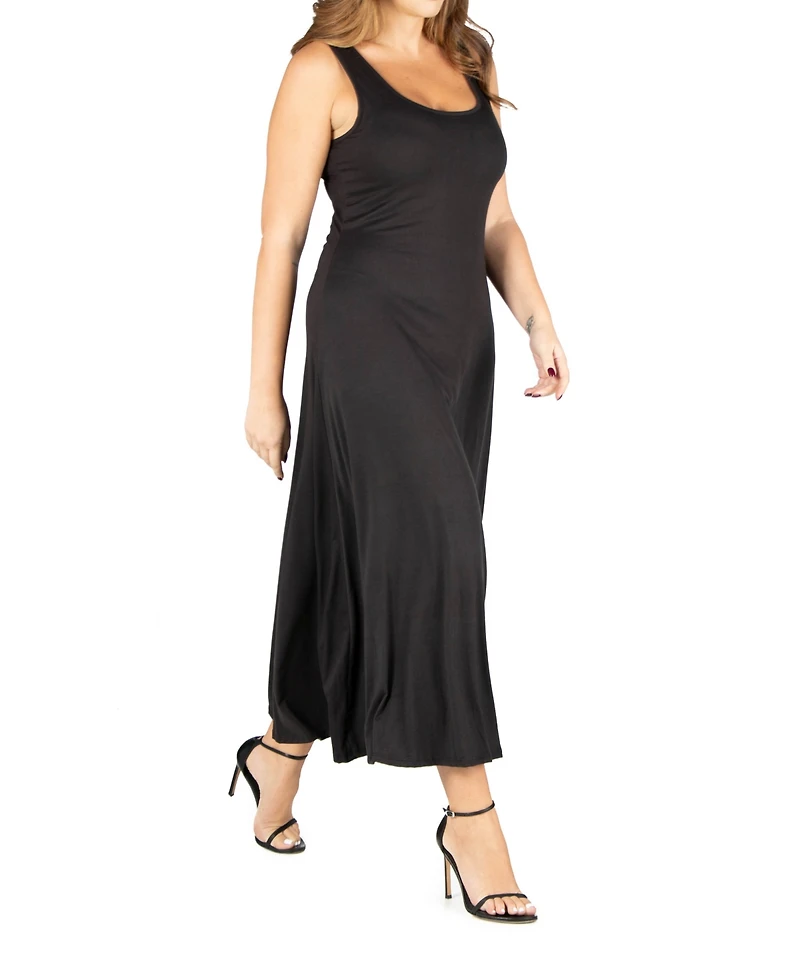 24seven Comfort Apparel Plus Simple A-line Tank Maxi Dress