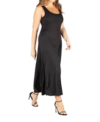 24seven Comfort Apparel Plus Simple A-line Tank Maxi Dress