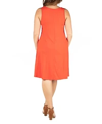 24seven Comfort Apparel Plus Fit and Flare Knee Length Tank Dress