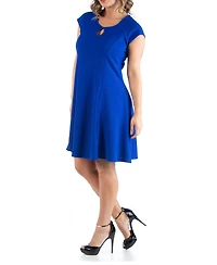 24seven Comfort Apparel Plus Keyhole Neck Dress