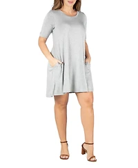 24seven Comfort Apparel Plus Size Knee Length Pocket T-shirt Dress