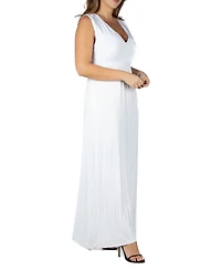 24seven Comfort Apparel Plus Sleeveless Empire Waist Maxi Dress