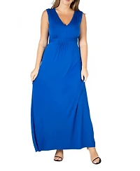 24seven Comfort Apparel Plus Sleeveless Empire Waist Maxi Dress