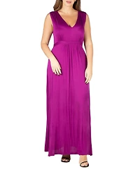 24seven Comfort Apparel Plus Sleeveless Empire Waist Maxi Dress