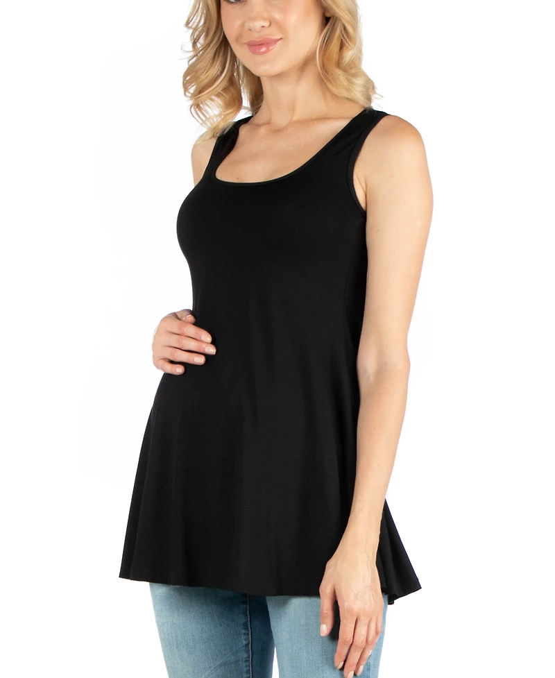 24seven Comfort Apparel Scoop Neck Sleeveless Maternity Tank Top