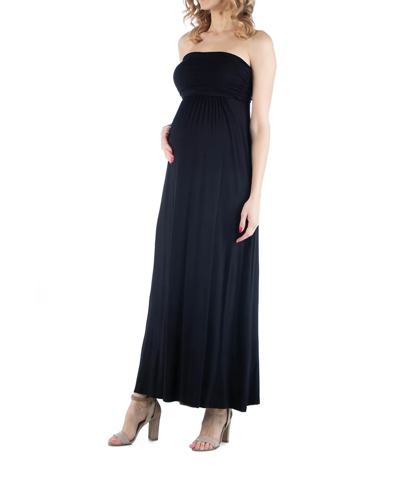 24seven Comfort Apparel Sleeveless Empire Waist Maternity Maxi Dress