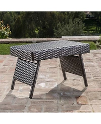 Noble House Thira Outdoor Mixed Mocha End Table with Frame
