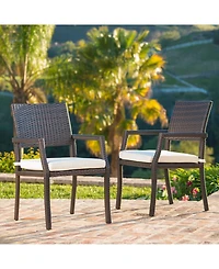 Noble House Rhode Island Outdoor Dining Chairs with Cushions, Set of 2