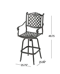 Noble House Cobb Outdoor Cast Barstool, Set of 2