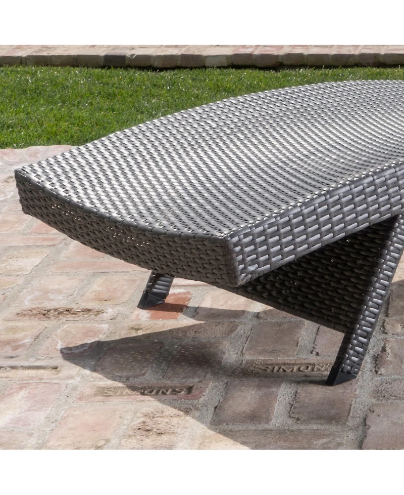 Noble House Salem Outdoor Chaise Lounge with Stripe Cushion