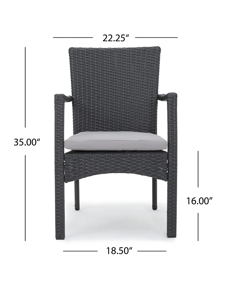 Noble House Corsica Outdoor Dining Chair with Cushions, Set of 2