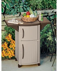 Suncast DCP2000 Portable Outdoor Patio Prep Serving Station Table and Cabinet