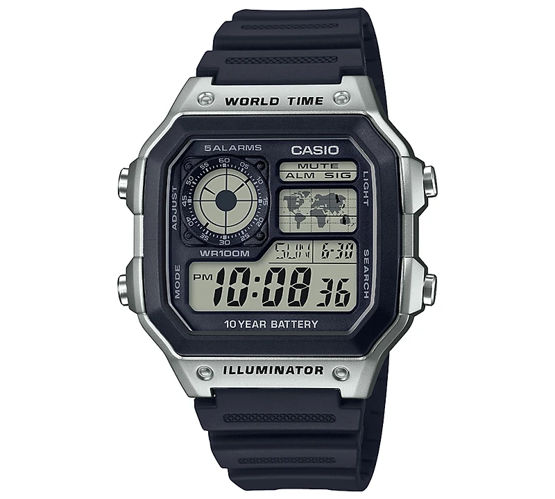 Casio Men's Digital Black Resin Strap Watch 42.1mm