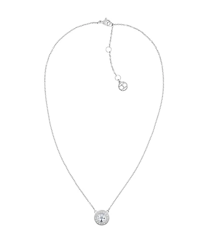 Tommy Hilfiger Women's Silver-Tone Stainless Steel Stone Necklace