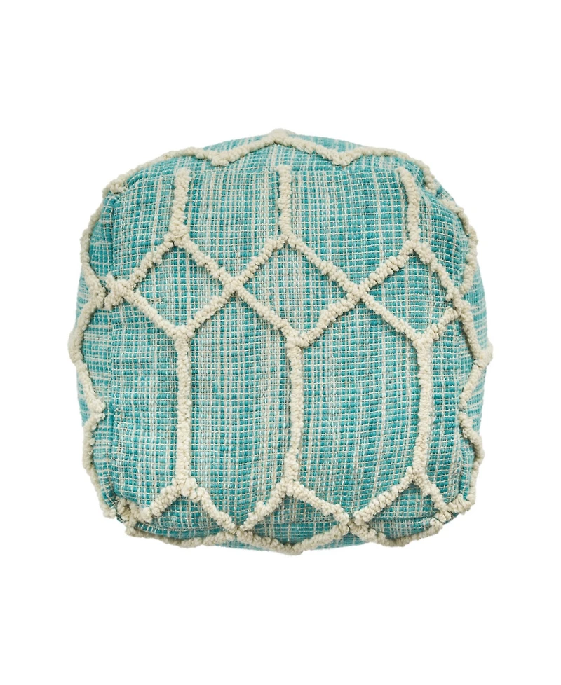 Noble House Bluesage Boho Ottoman Pouf