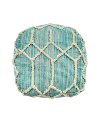 Noble House Bluesage Boho Ottoman Pouf