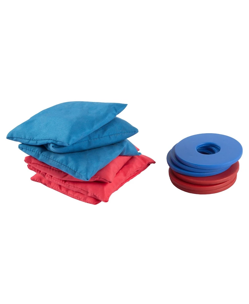 Hey Play 2-In-1 Washer Pitch And Beanbag Toss Set - Indoor Or Outdoor Wooden Classic Team Backyard And Tailgate Party Games For Kids And Adults