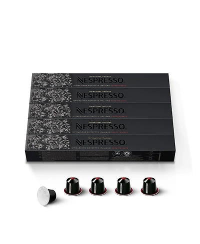 Nespresso Capsules OriginalLine, Ristretto Decaffeinato, Dark Roast Espresso Coffee, 50-Count Espresso Pods