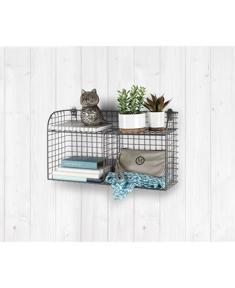 Spectrum Vintage-like Living Wall Mount Double Bin with Shelf