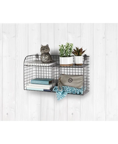 Spectrum Vintage-like Living Wall Mount Double Bin with Shelf