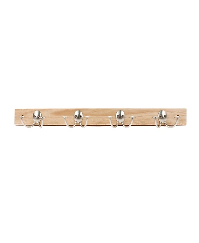 Spectrum Stratford Wall Mount 4-Double Hook Wood Rack