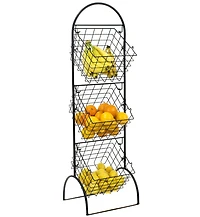 Sorbus 3-Tier Adjustable Market Basket Stand - Fruit, Veggie, & Household Organizer - Stylish Storage & Display for Kitchen & Home