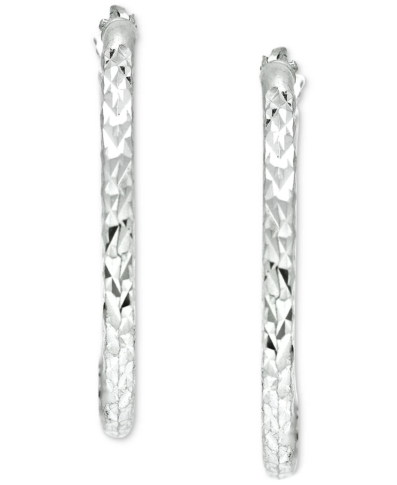 Giani Bernini Small Textured Hoop Earrings in Sterling Silver, 1", Created for Macy's
