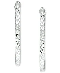 Giani Bernini Small Textured Hoop Earrings in Sterling Silver, 1", Created for Macy's