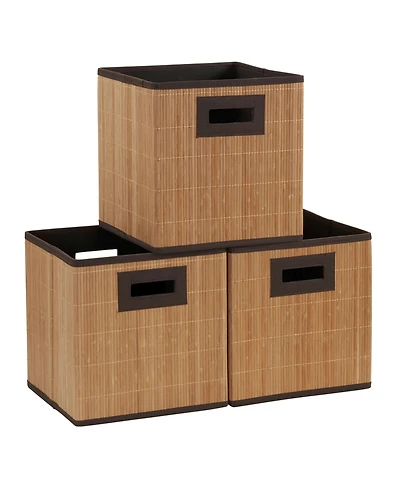 Household Essentials 3 Pack Storage Cubes, Durable and Lightweight Bamboo Reeds