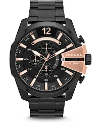 Diesel Men's Chronograph Mega Chief Black Stainless Steel Bracelet Watch 51x59mm