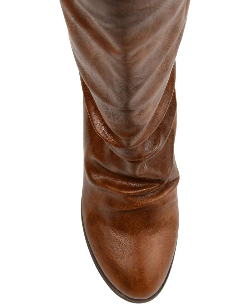Journee Collection Women's Sequoia Rouched Block Heel Mid Shaft Boots