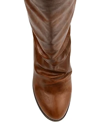 Journee Collection Women's Sequoia Rouched Block Heel Mid Shaft Boots